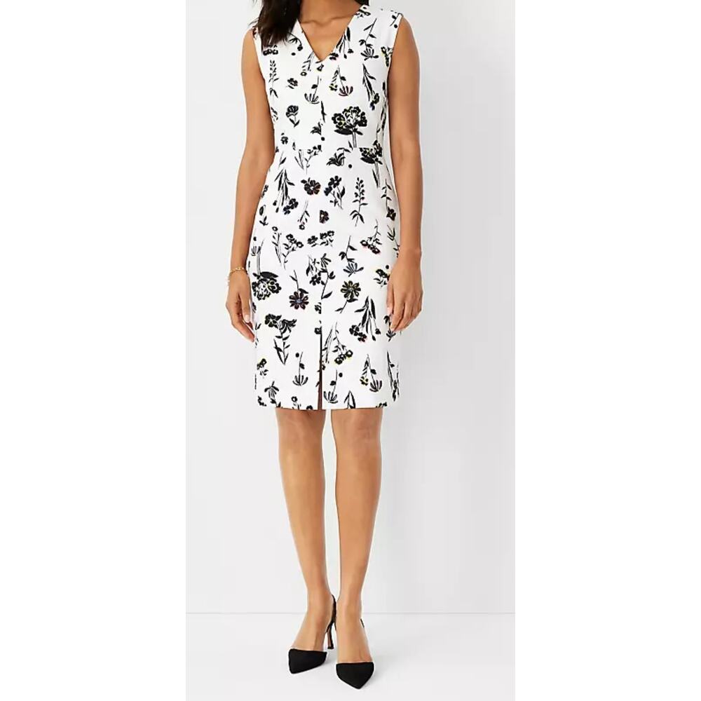 Ann Taylor Floral Double V Sheath Dress Size 8 NWT A1.14